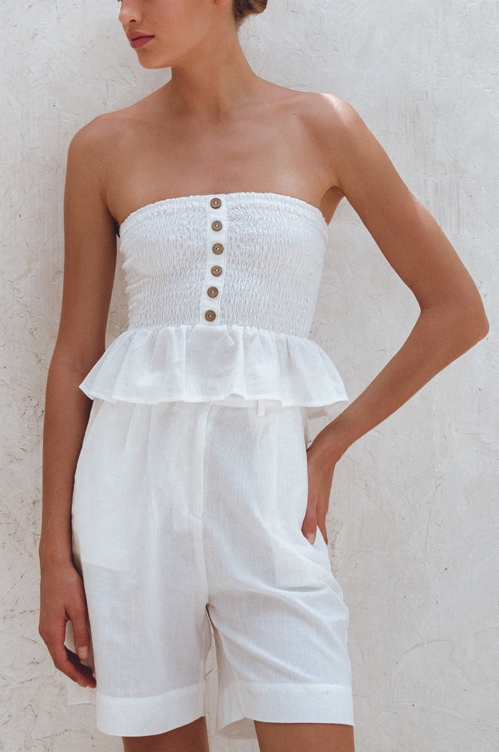 Laura Smocked Linen Top by Bali Lane