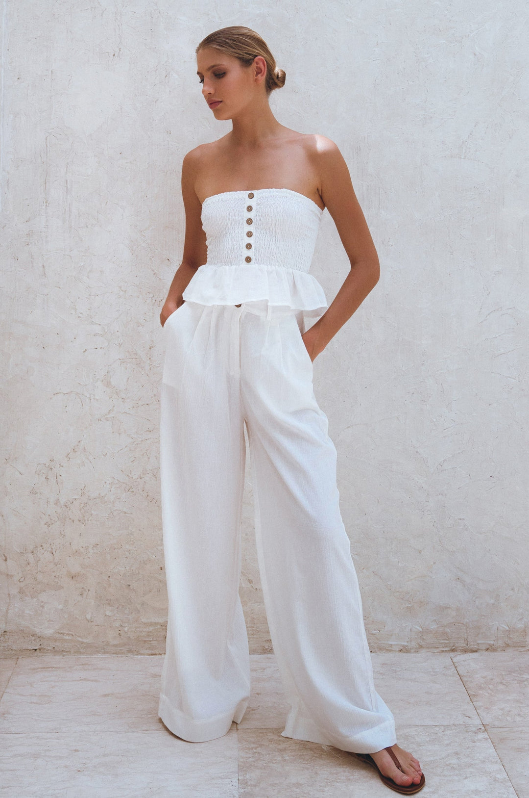 Laura Smocked Linen Top by Bali Lane