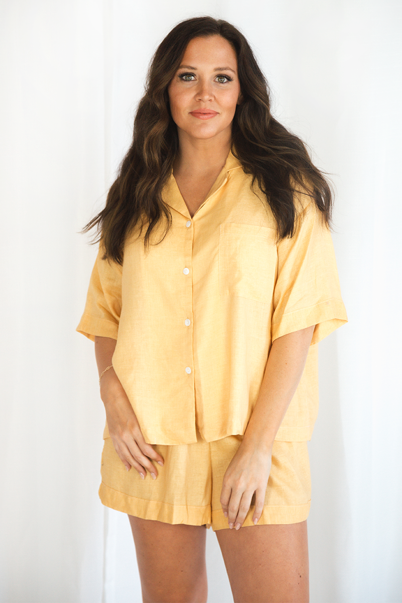 Lemon Linen Matching Set by Spikes and Seams