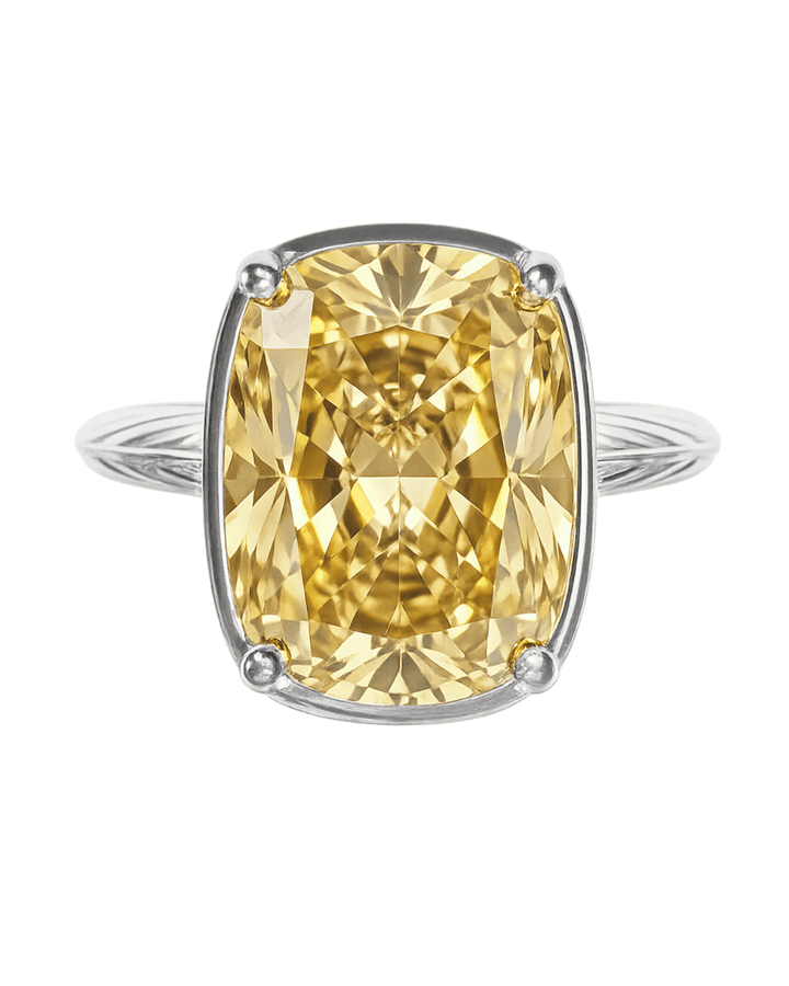 Elongated Cushion Light Yellow CZ Cocktail Ring