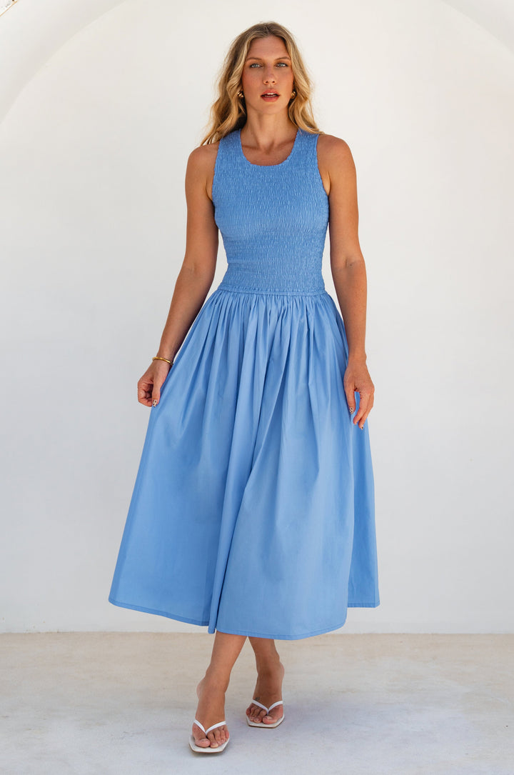 Lucciola Smocked Cotton Midi Dress by Bali ELF