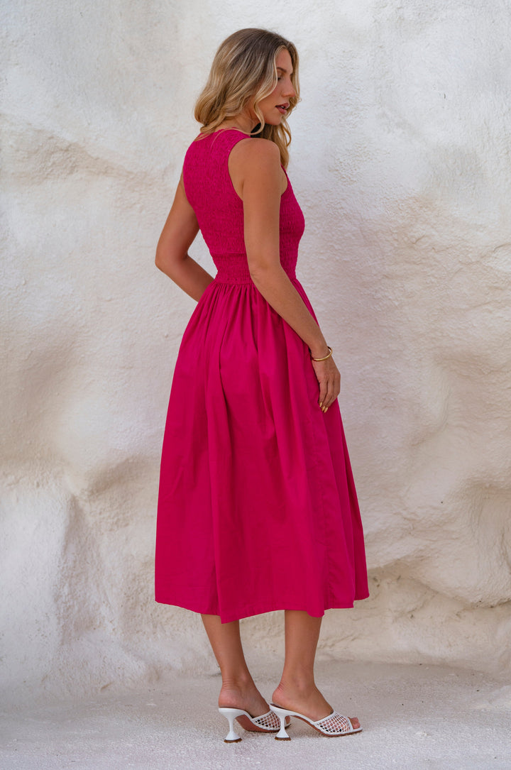 Lucciola Smocked Cotton Midi Dress by Bali ELF