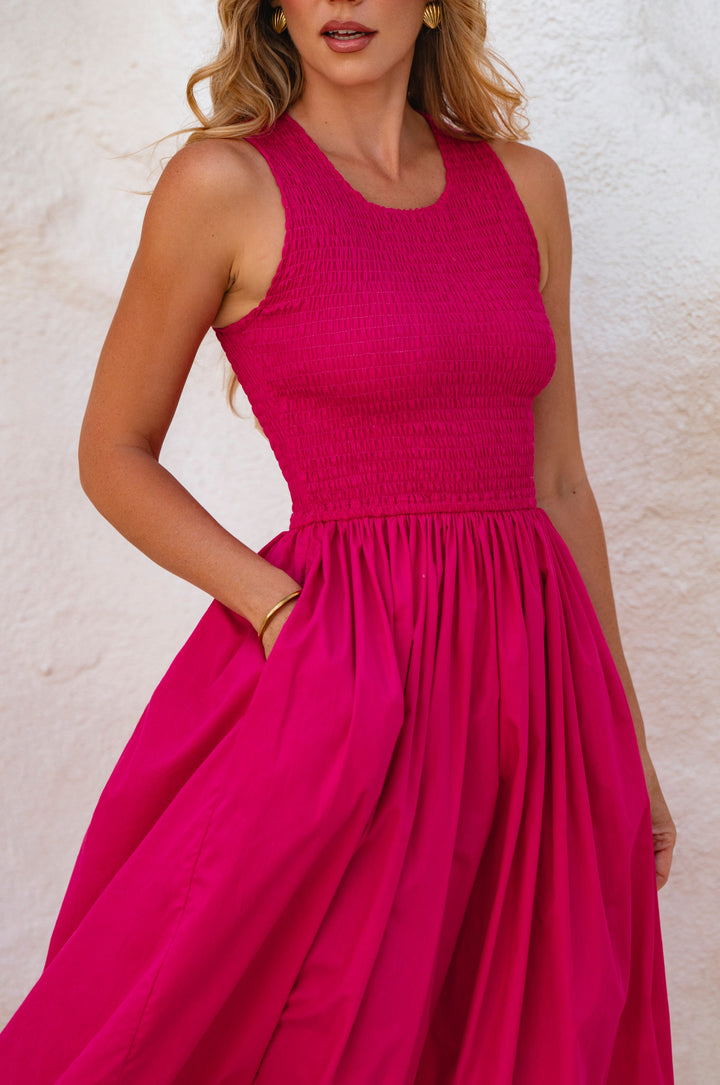 Lucciola Smocked Cotton Midi Dress by Bali ELF