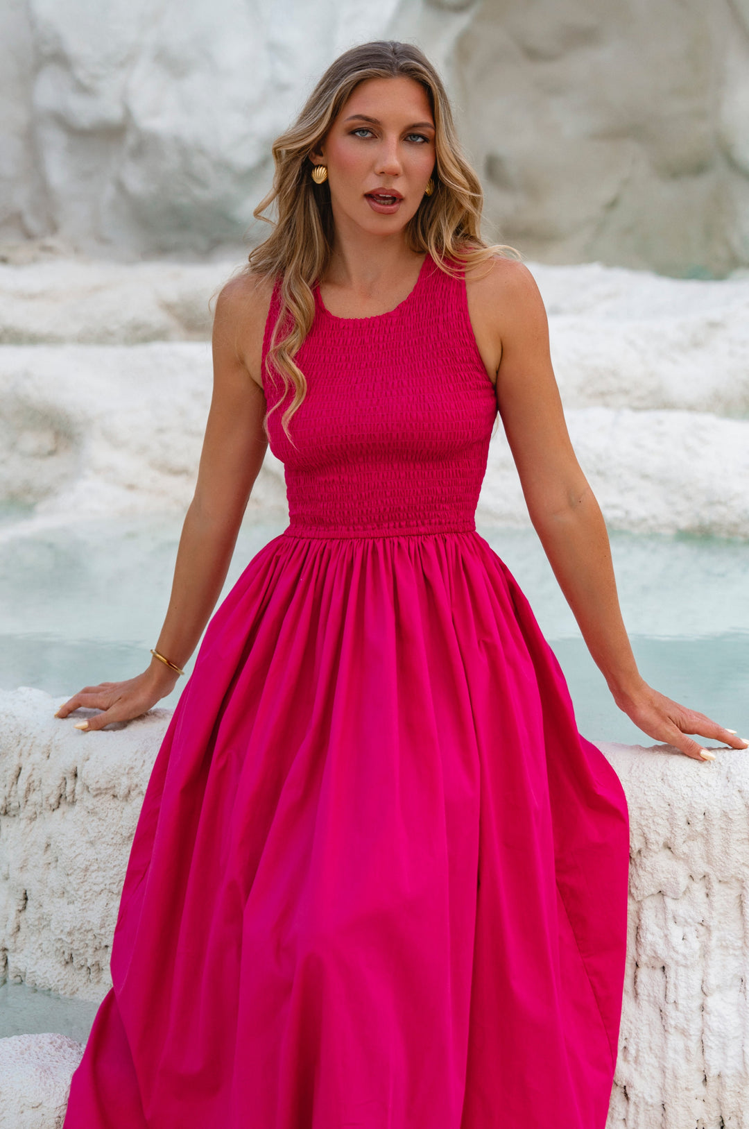 Lucciola Smocked Cotton Midi Dress by Bali ELF