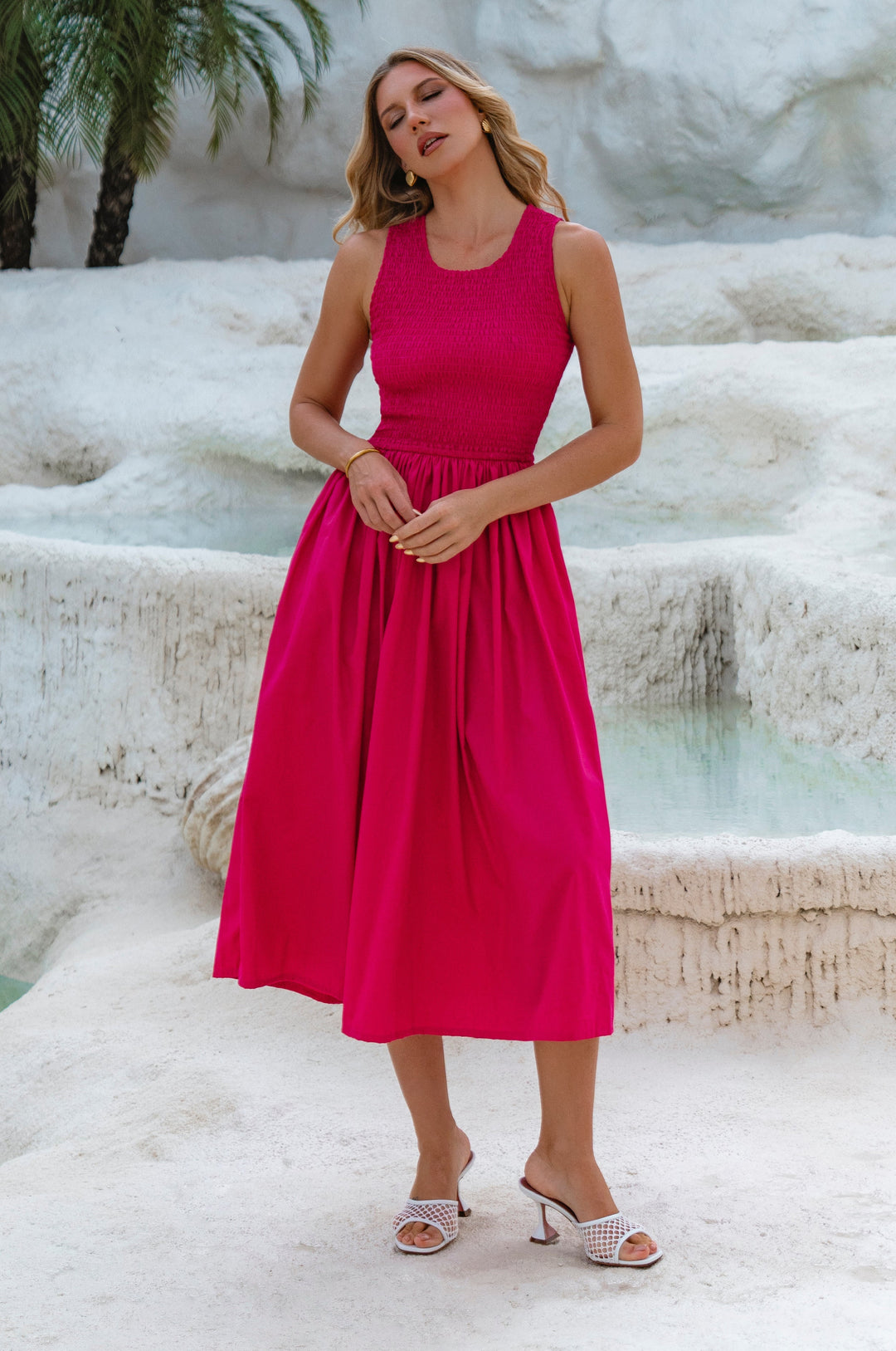 Lucciola Smocked Cotton Midi Dress by Bali ELF