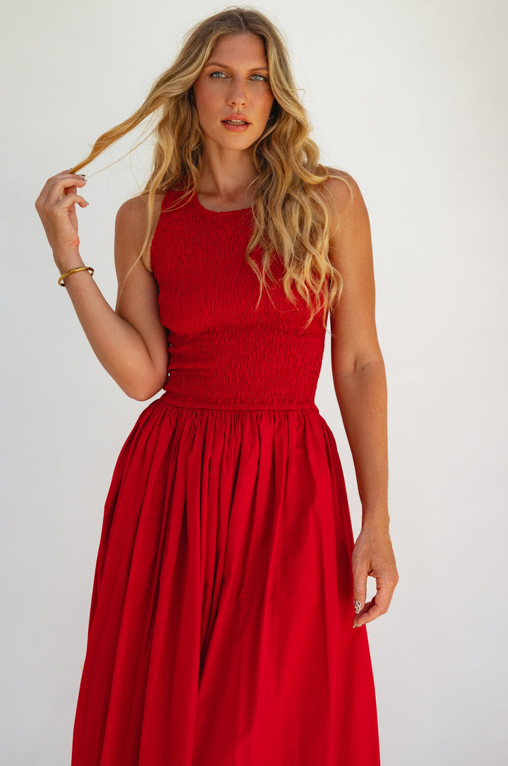 Lucciola Smocked Cotton Midi Dress by Bali ELF