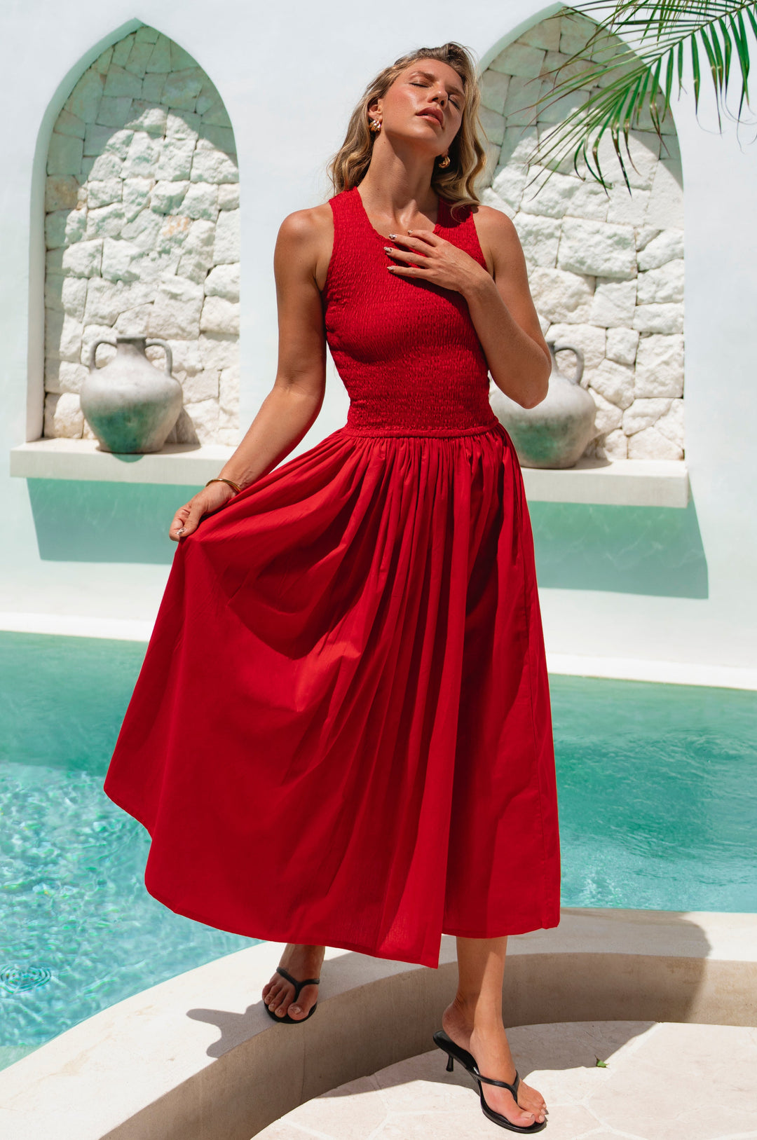 Lucciola Smocked Cotton Midi Dress by Bali ELF