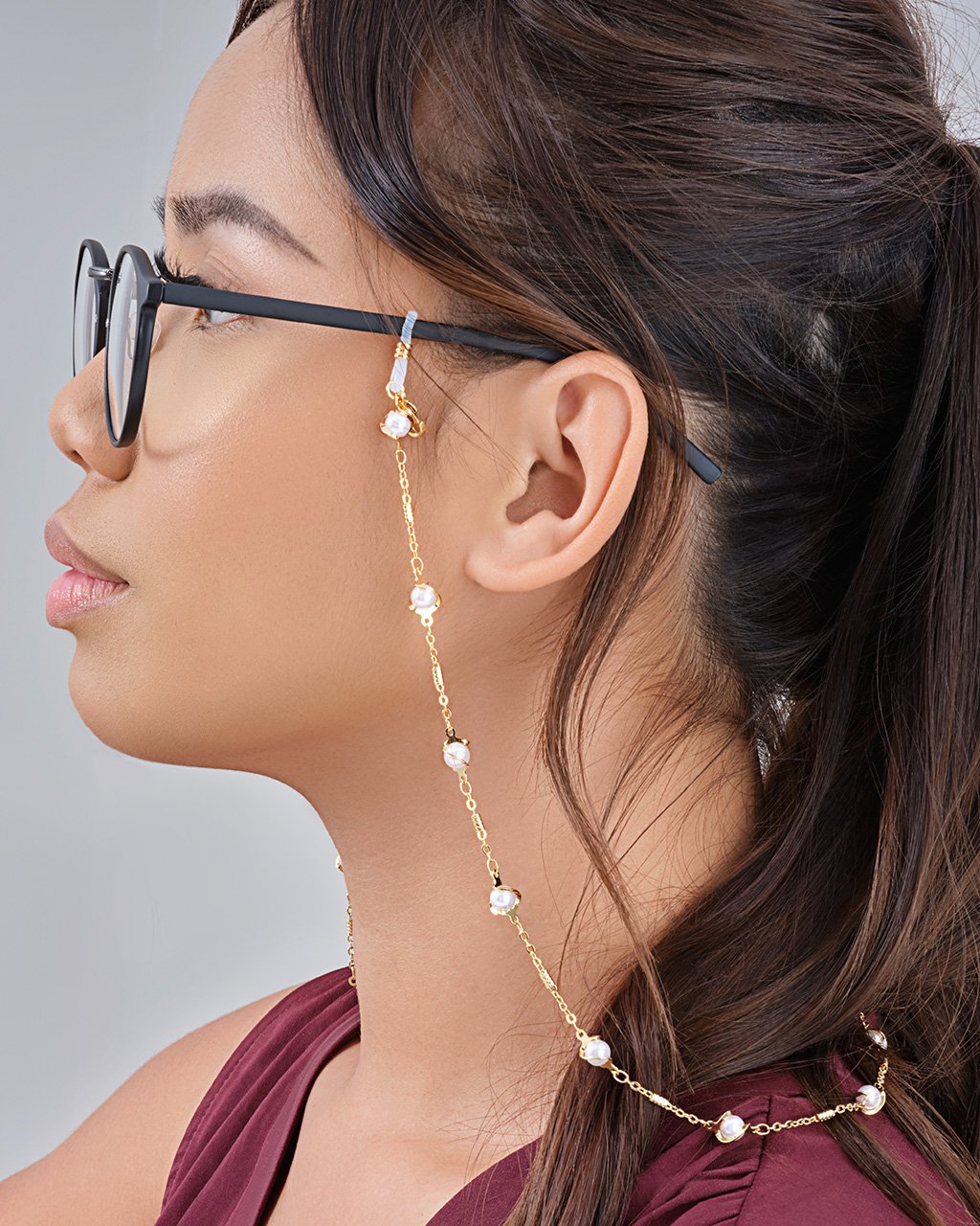 Stationed Pearl Twist Glasses Chain by Sterling Forever