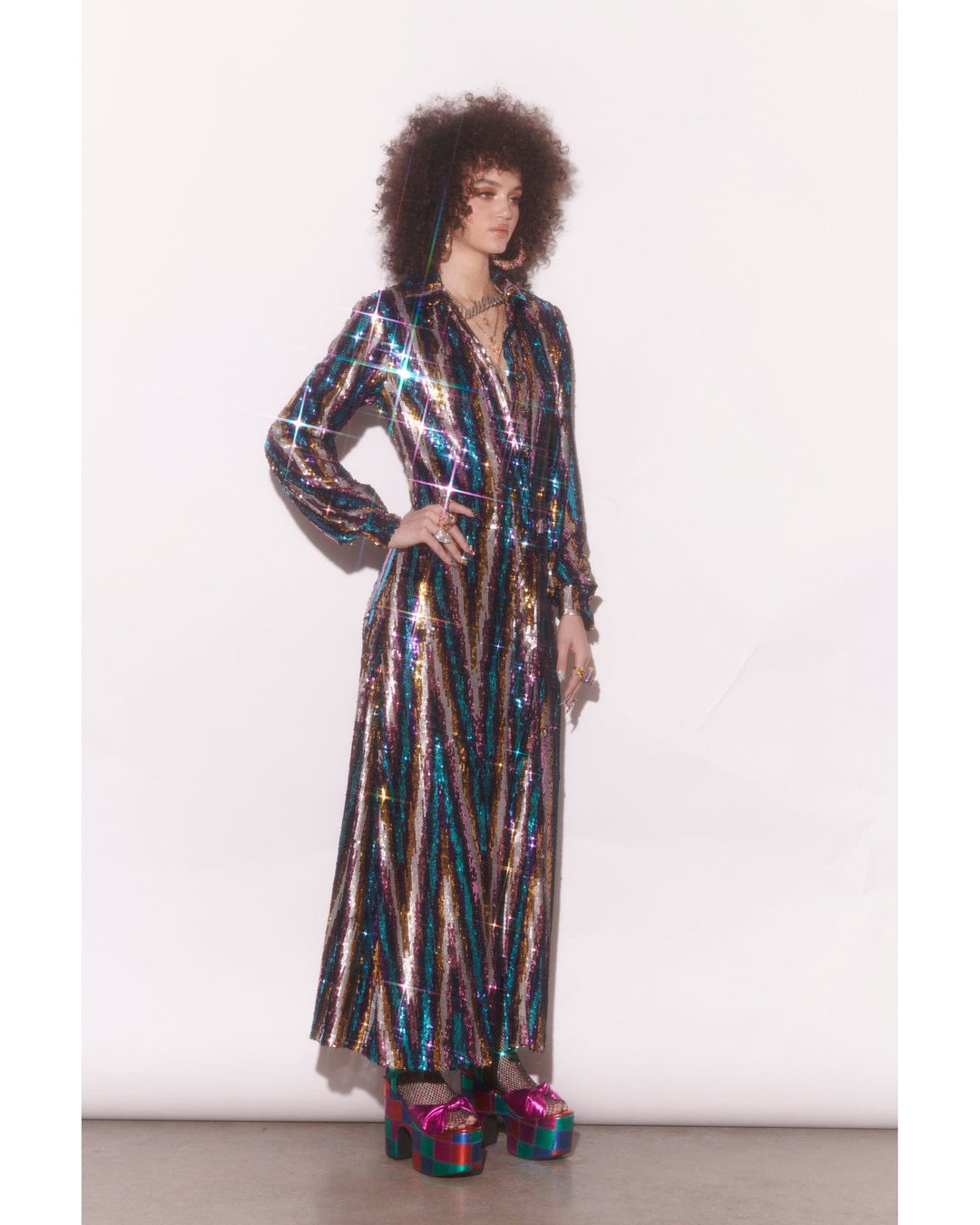 Martini Maxi Dress Rainbow Glitter by Meghan Fabulous Pomp and Port