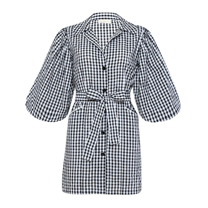 The Meghan Mini Gingham Dress In Black