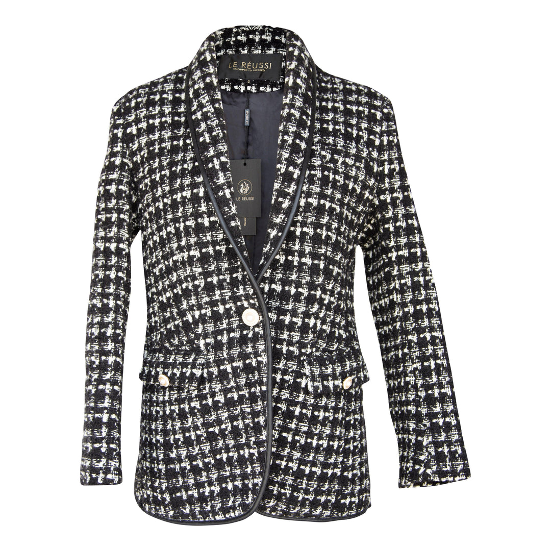 Black & White Tweed Checkers Blazer by Le Réussi®