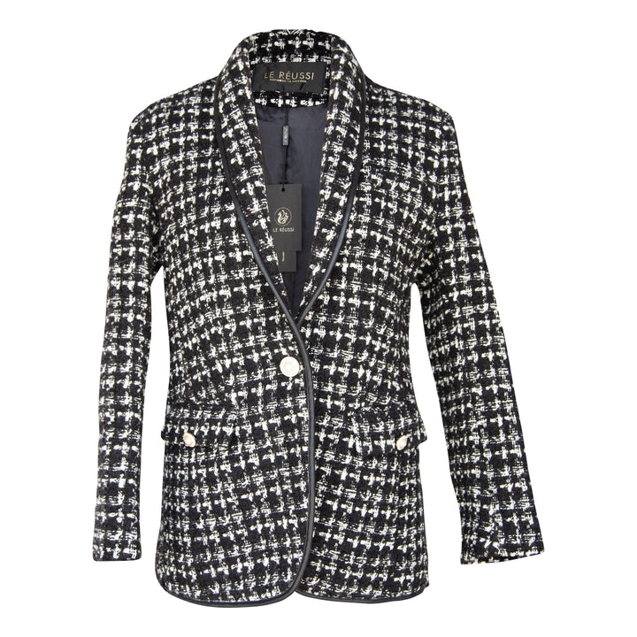 Black & White Tweed Checkers Blazer by Le Réussi®