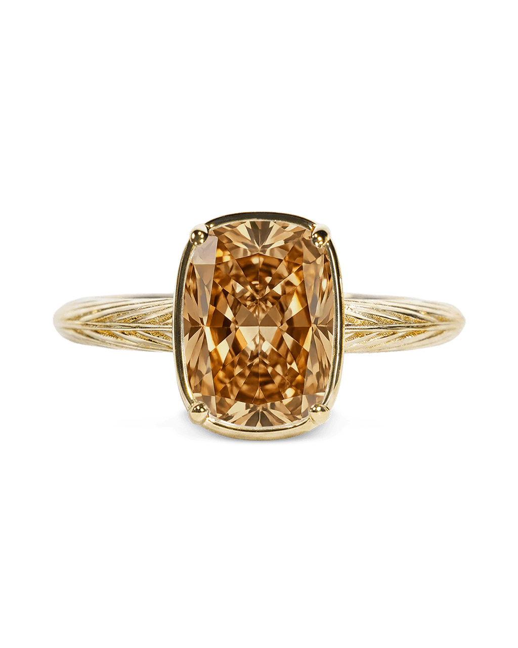 Mini Champagne Elongated Cushion Ring