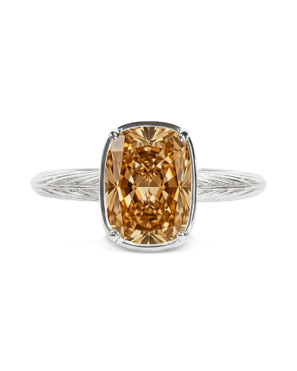 Mini Champagne Elongated Cushion Ring