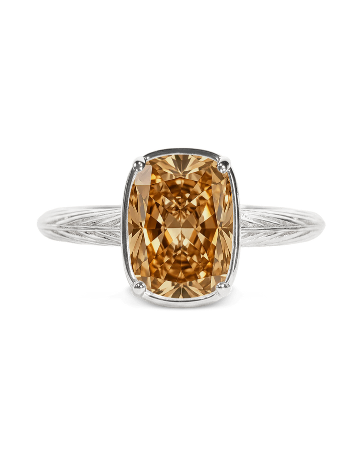 Mini Champagne Elongated Cushion Ring