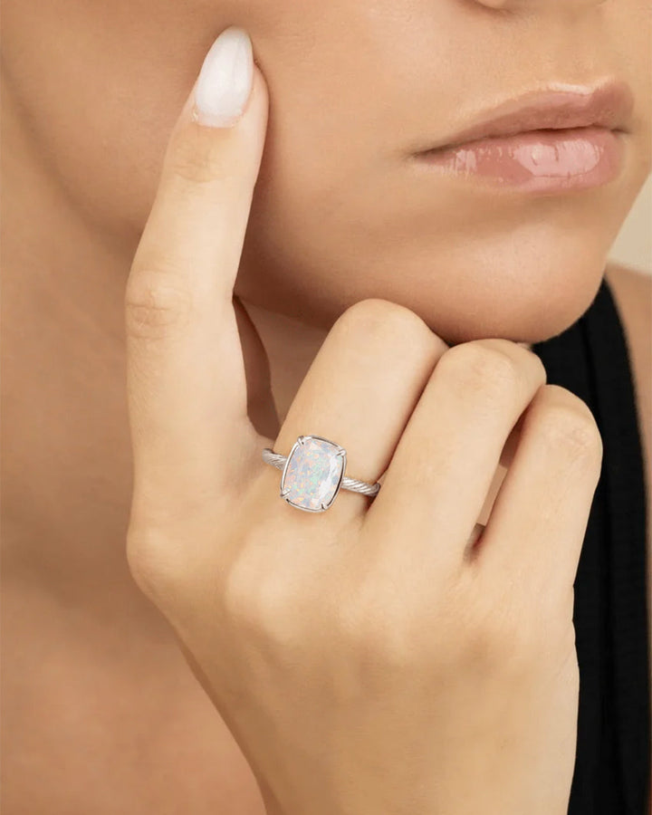Opal Elongated  Mini Cushion Ring