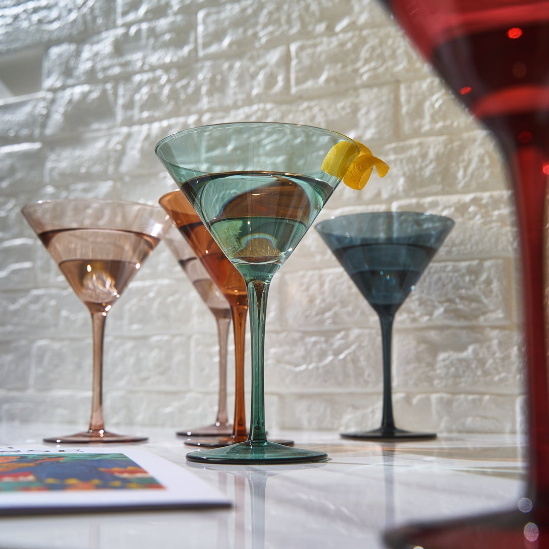 Colored Crystal Martini & Cocktail Glass Set of 6 (Pastel)