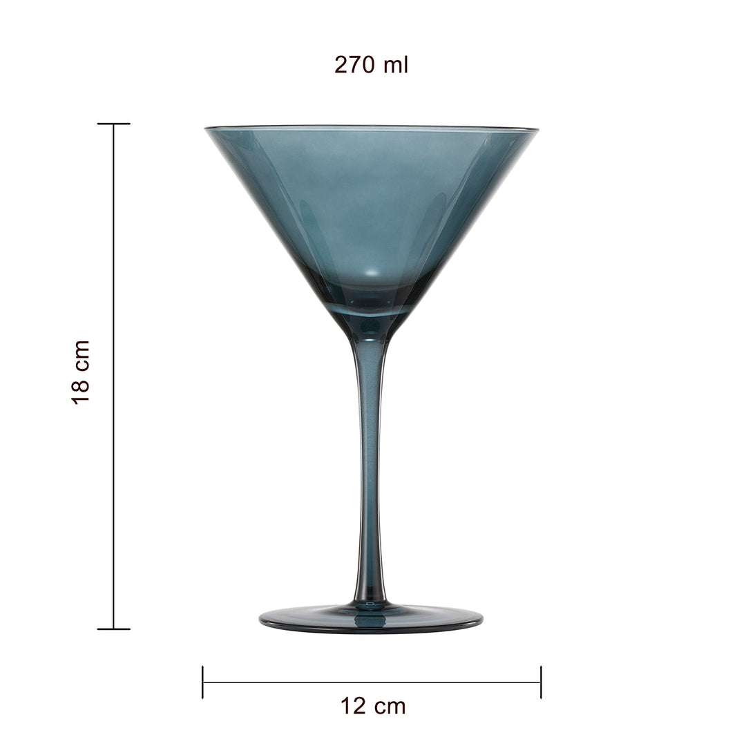 Colored Crystal Martini & Cocktail Glass Set of 6 (Pastel)