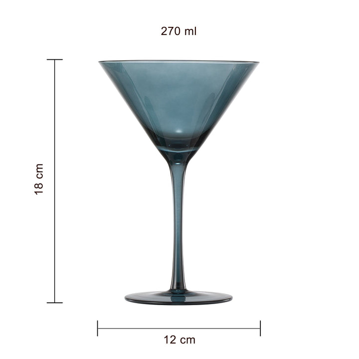 Colored Crystal Martini & Cocktail Glass Set of 6 (Pastel)