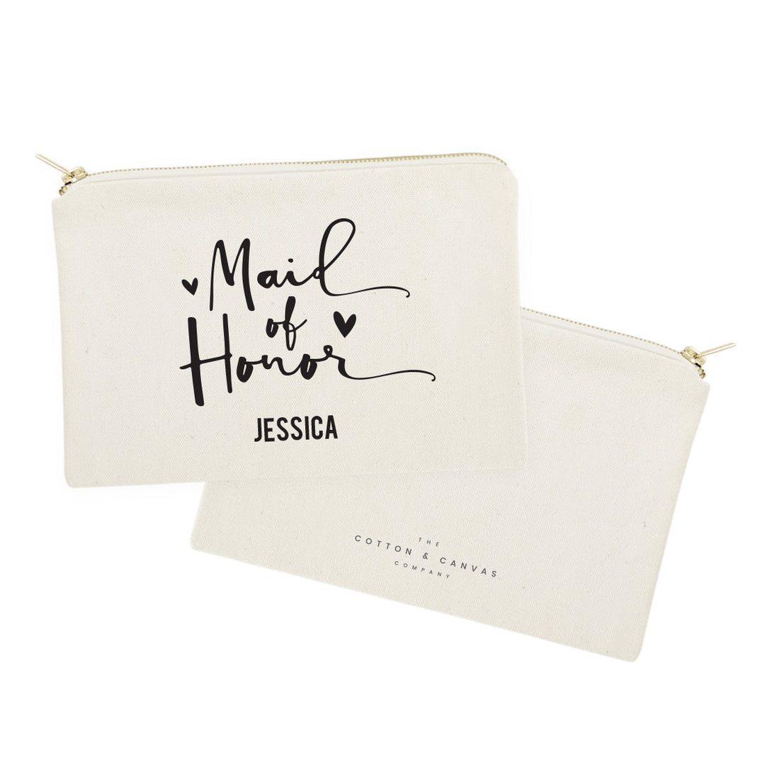 Personalized Maid of Honor Cotton Canvas Cosmetic Bag by The Cotton & Canvas Co.