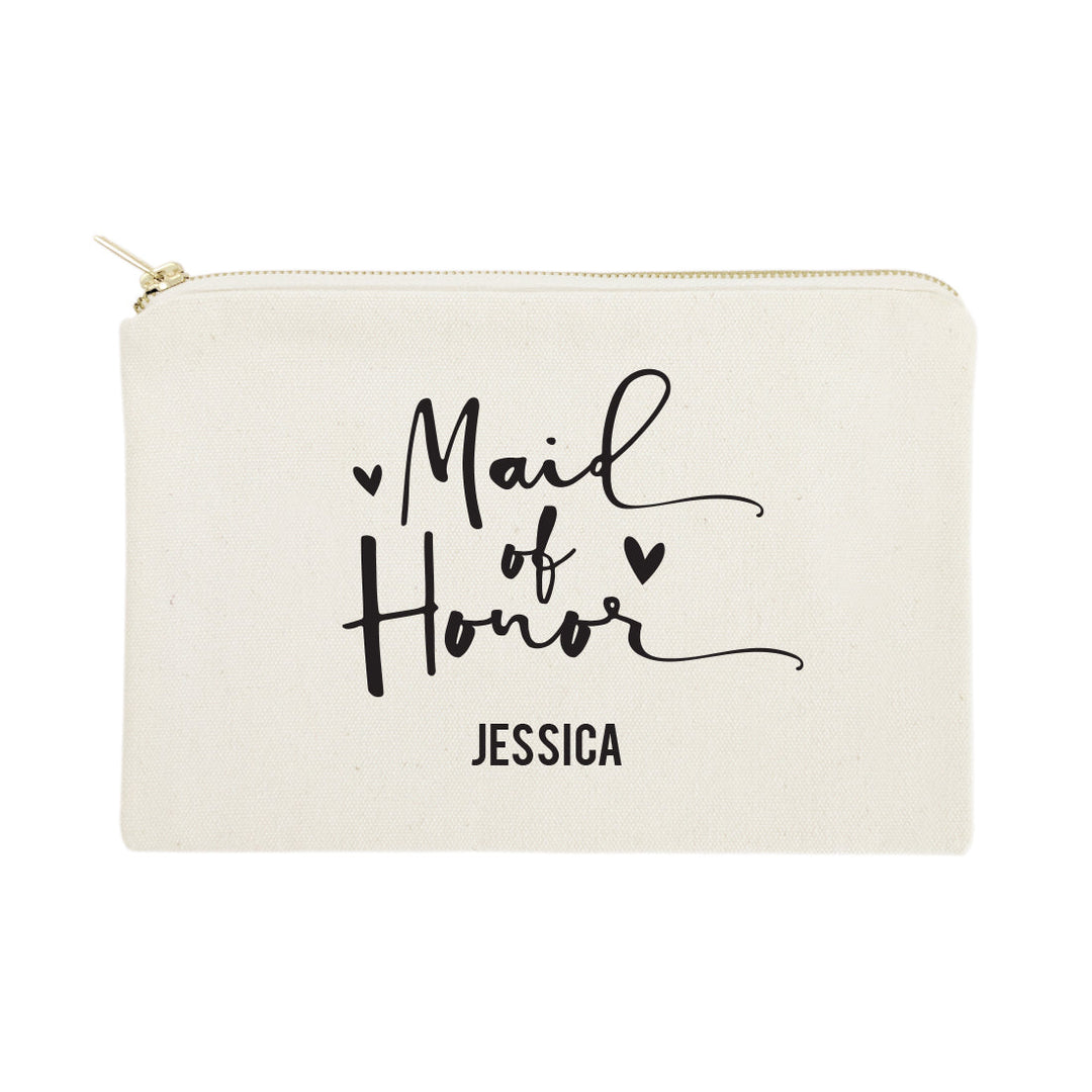 Personalized Maid of Honor Cotton Canvas Cosmetic Bag by The Cotton & Canvas Co.