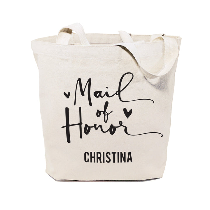 Maid of Honor Personalized Wedding Cotton Canvas Tote Bag by The Cotton & Canvas Co.