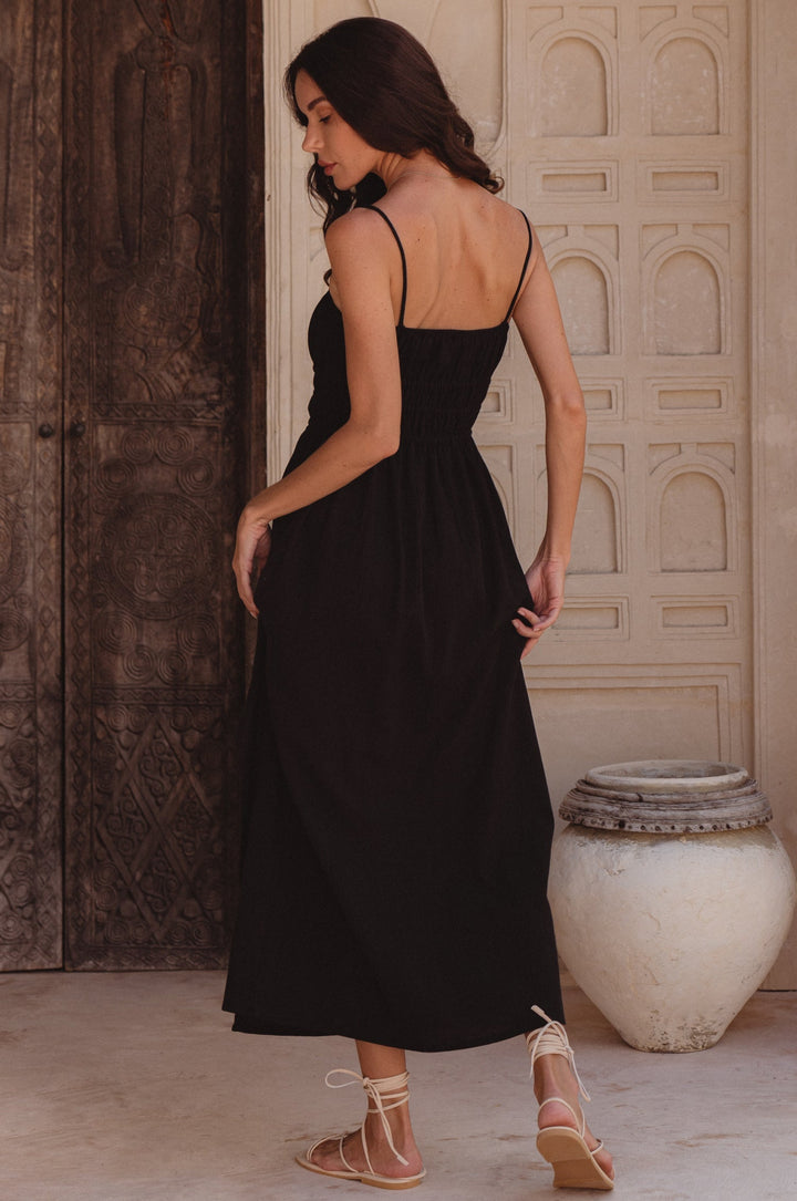 Eleanore Handcrafted Linen Midi Summer Dress by Bali Lane