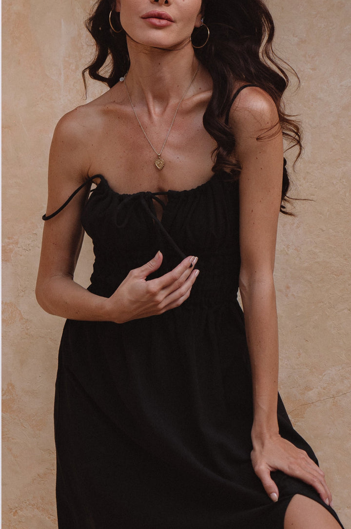 Eleanore Handcrafted Linen Midi Summer Dress by Bali Lane