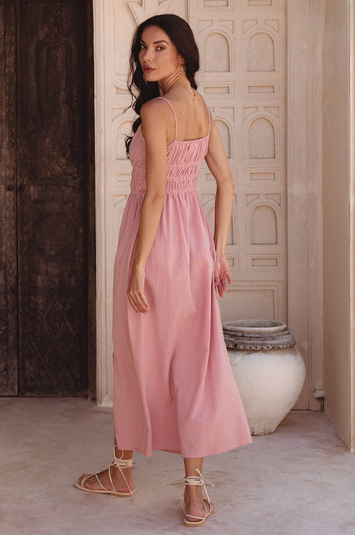 Eleanore Handcrafted Linen Midi Summer Dress by Bali Lane