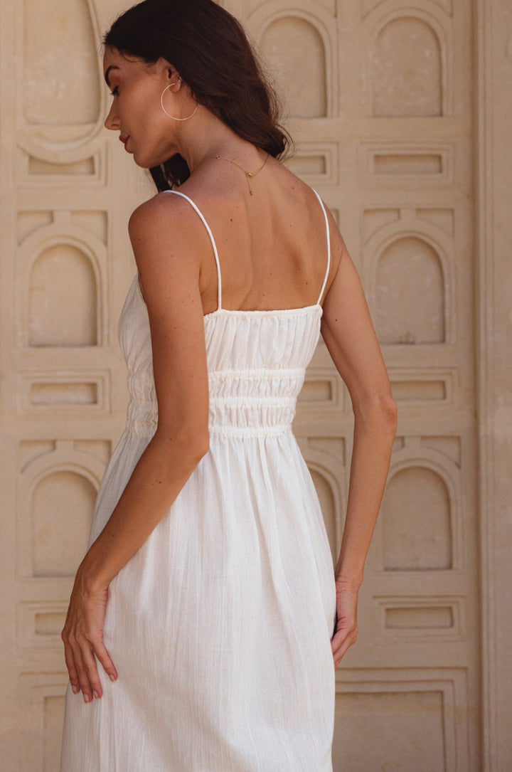 Eleanore Handcrafted Linen Midi Summer Dress by Bali Lane