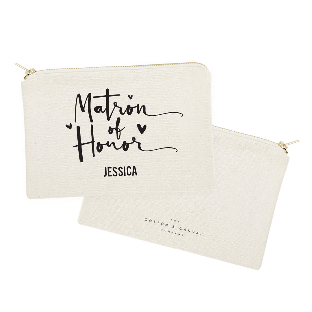 Personalized Matron of Honor Cotton Canvas Cosmetic Bag by The Cotton & Canvas Co.