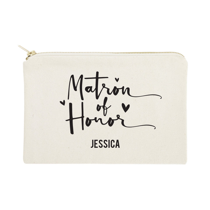 Personalized Matron of Honor Cotton Canvas Cosmetic Bag by The Cotton & Canvas Co.
