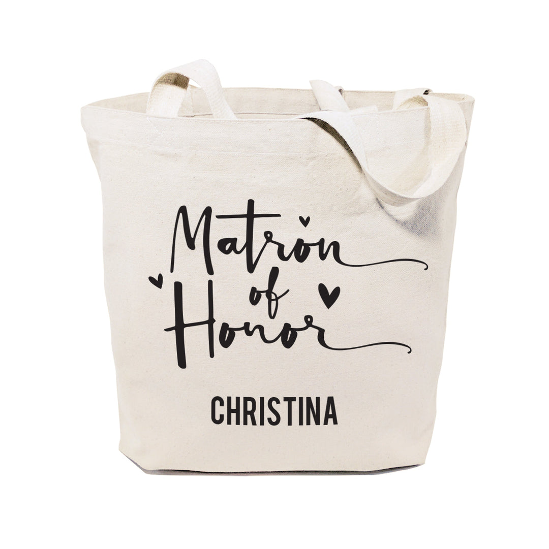 Matron of Honor Personalized Wedding Cotton Canvas Tote Bag by The Cotton & Canvas Co.