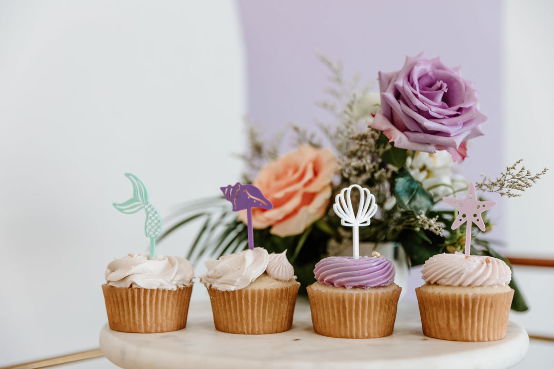 Mermaid Acrylic Cupcake Toppers, Set of 12