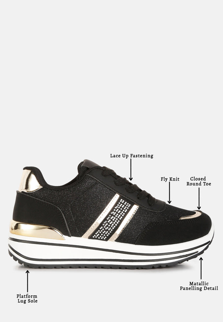 mailys Metallic Panel Platform Sneakers by London Rag