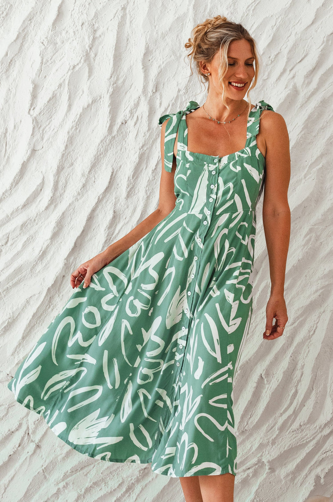 Mia Vita Button Down Dress With Ties by Bali ELF