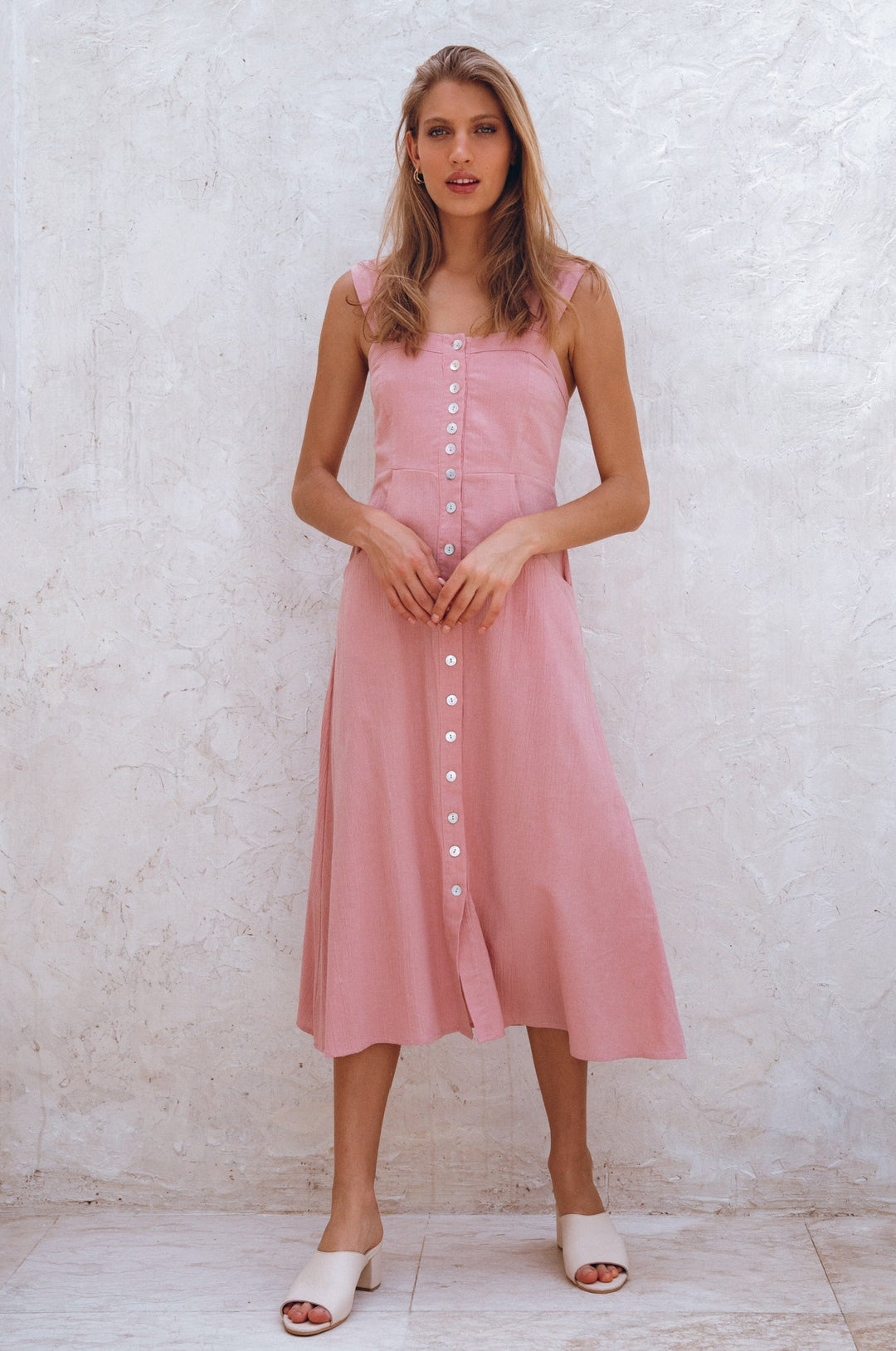 Mira Linen Midi Dress by Bali Lane