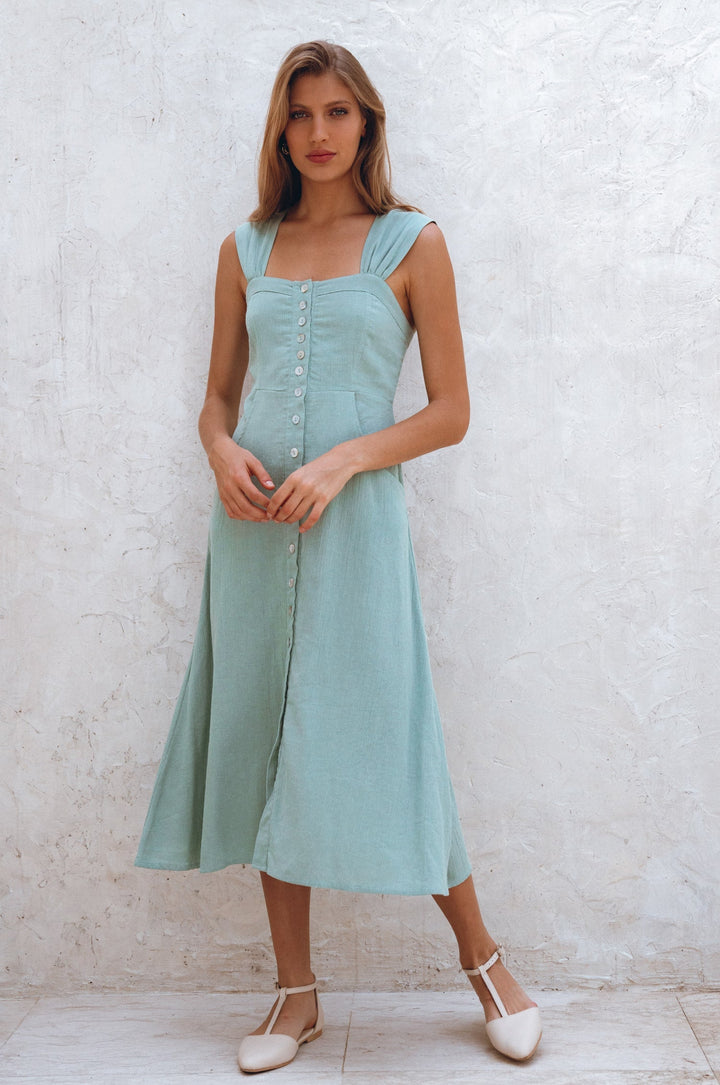 Mira Linen Midi Dress by Bali Lane
