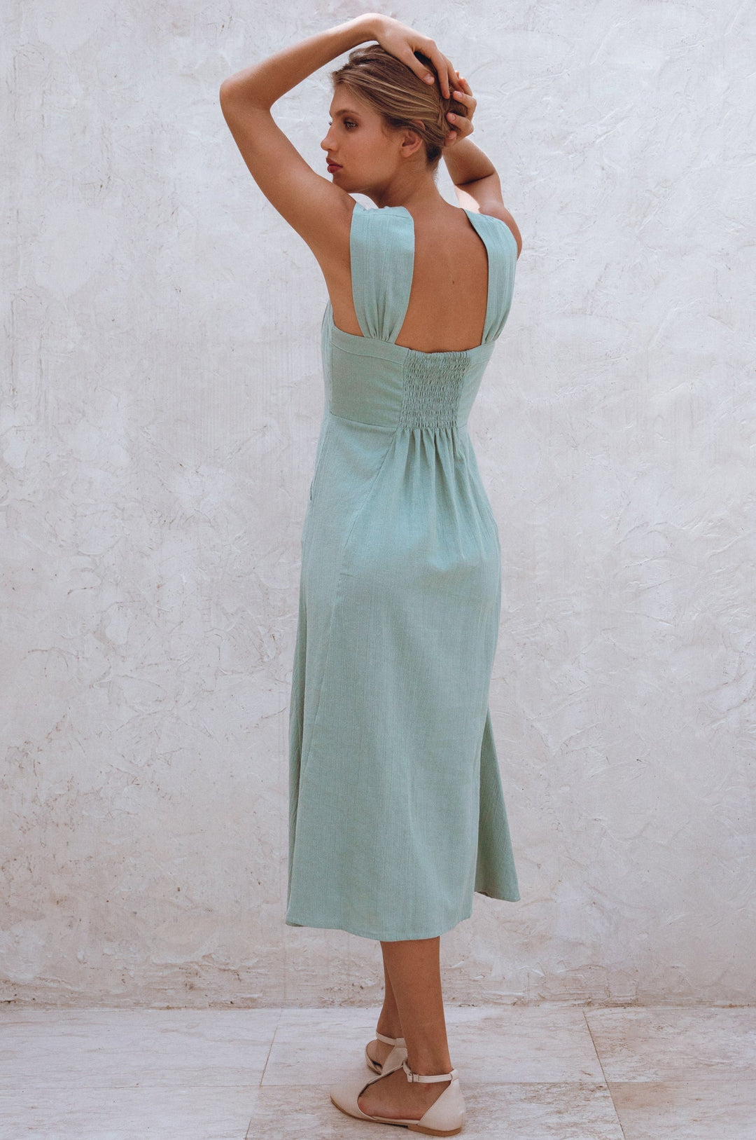 Mira Linen Midi Dress by Bali Lane