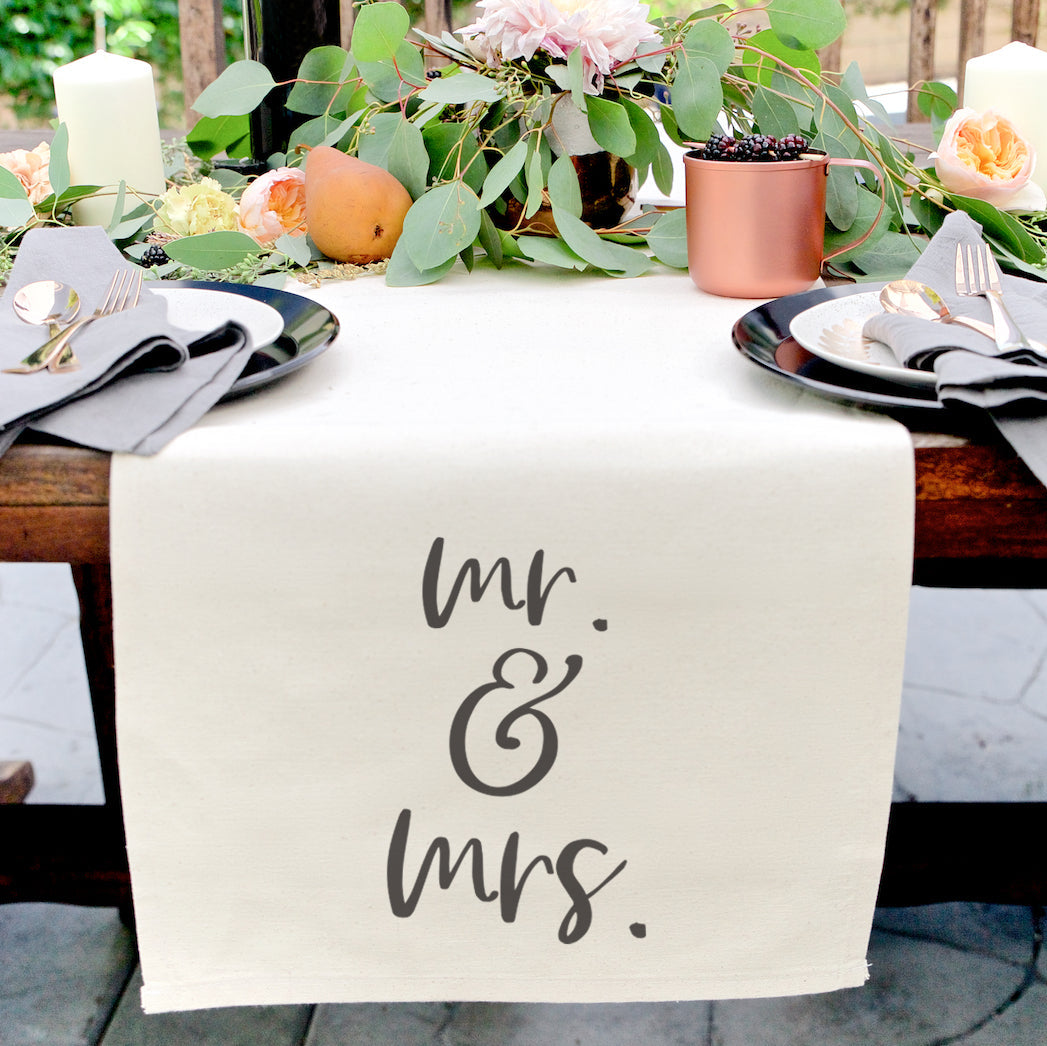 Mr. & Mrs. Cotton Canvas Table Runner