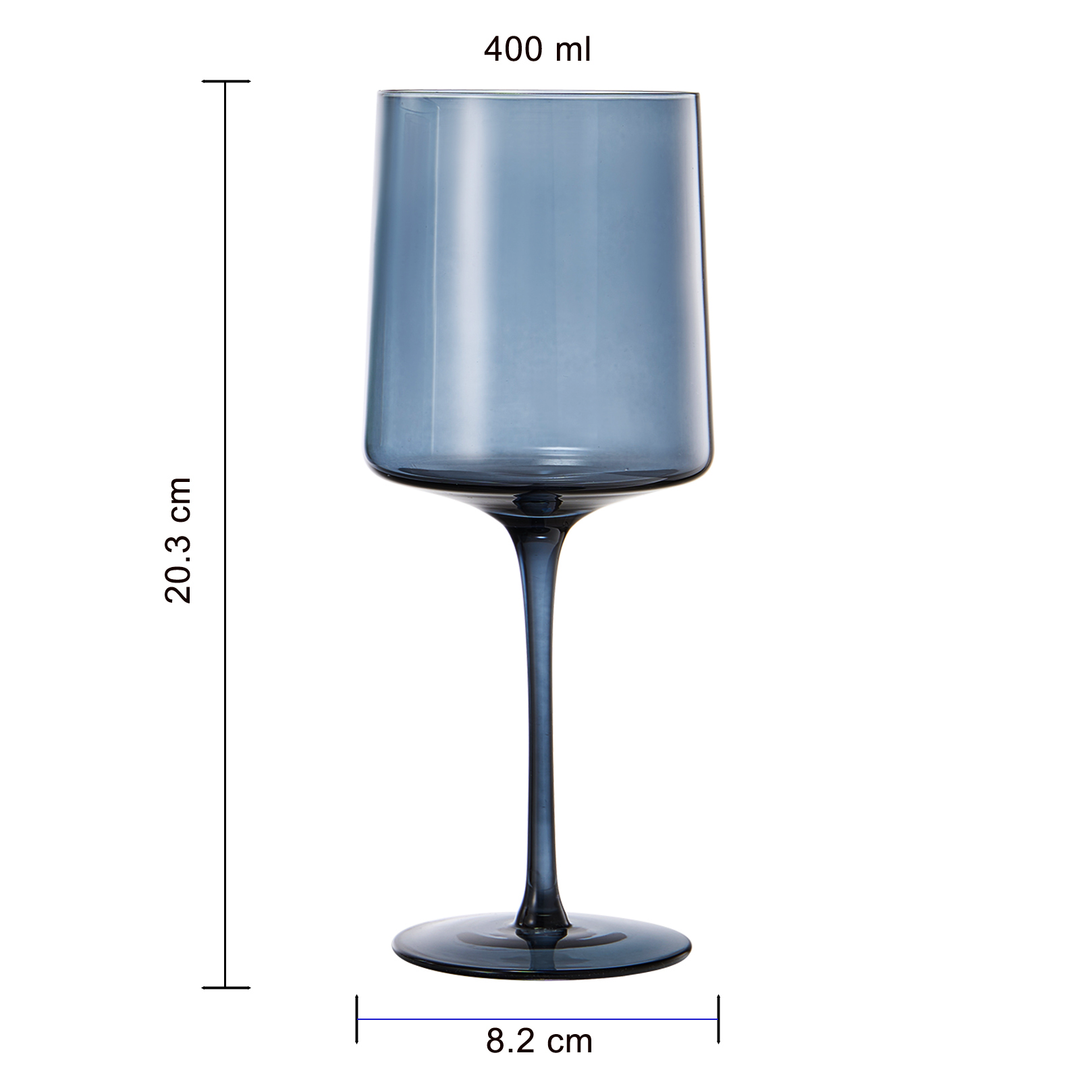Muted Colored Square Crystal Wine Glasses Set of 4 - Large 13.5 oz