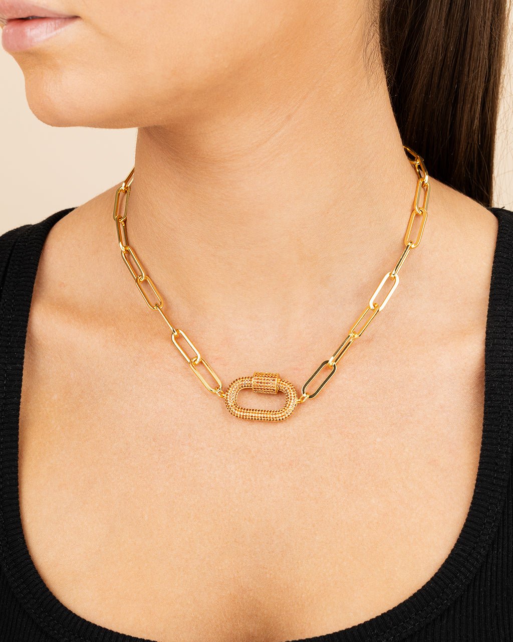 Carabiner Linked Lock Necklace Bundle - Pave CZ