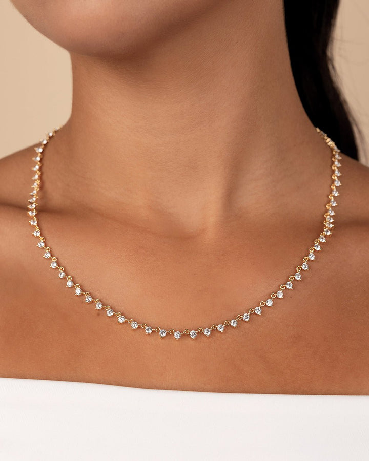 Brigid Staggered CZ Tennis Necklace