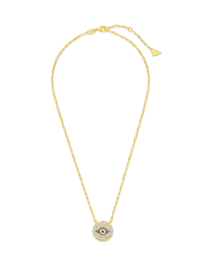 Evil Eye Disk Pendant Necklace