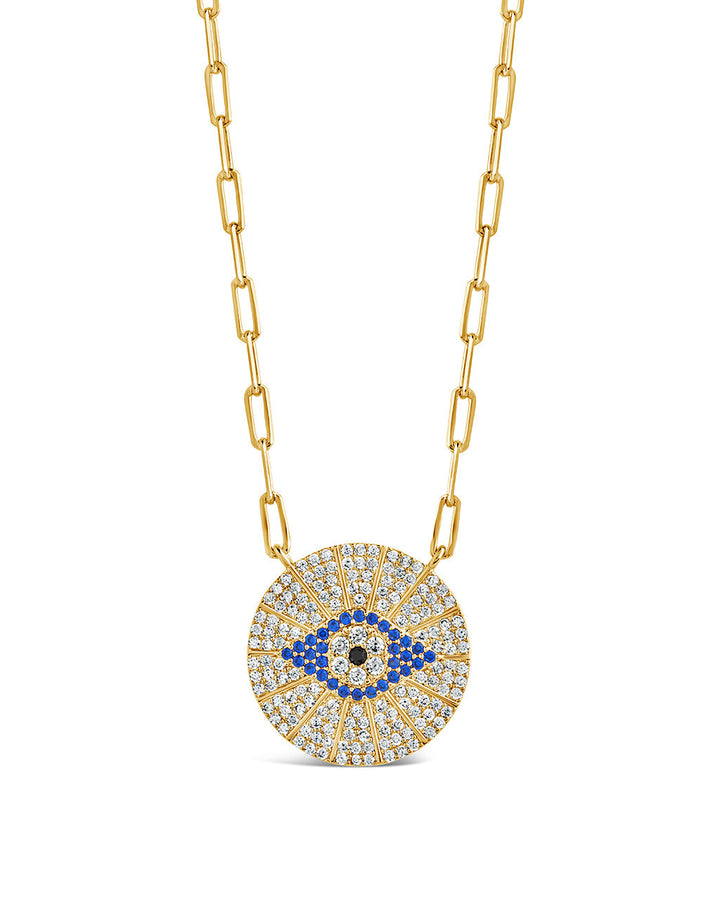 Evil Eye Disk Pendant Necklace