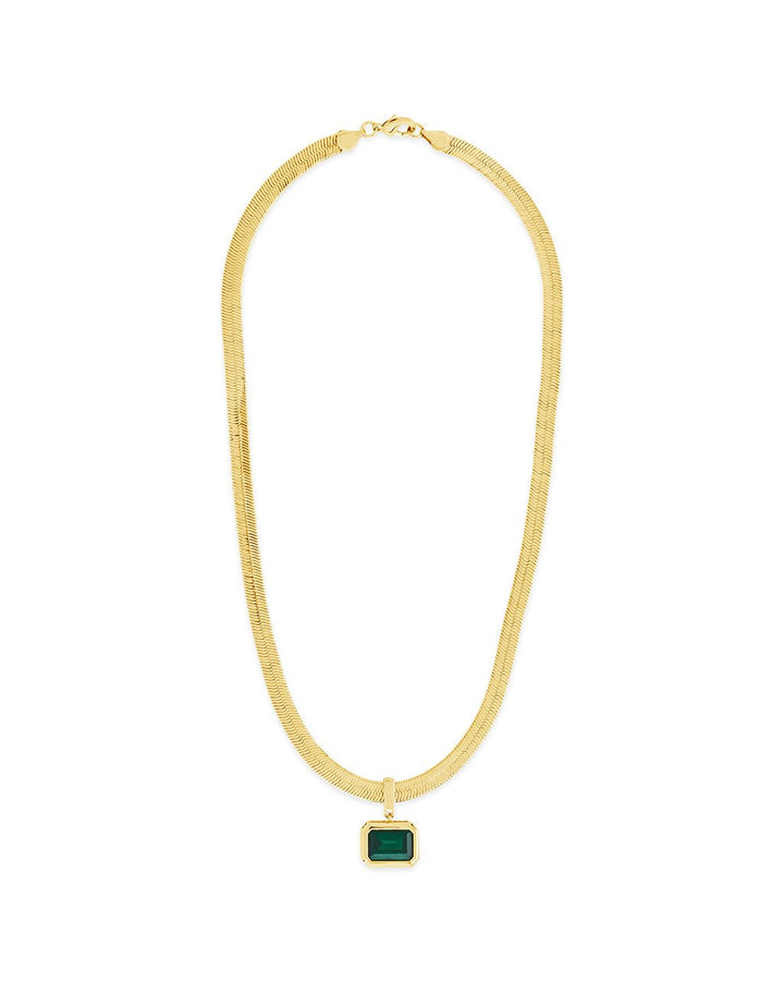 Calder CZ & Herringbone Pendant Necklace