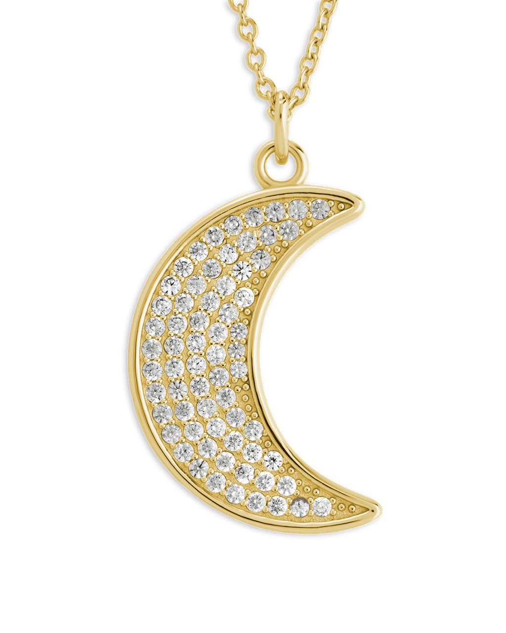 Moon Crescent Pave CZ Pendant