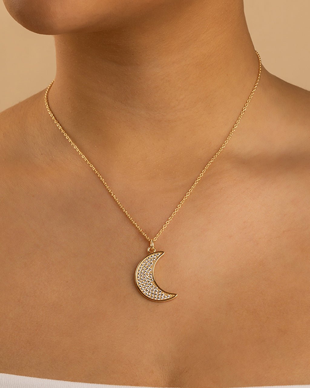 Moon Crescent Pave CZ Pendant