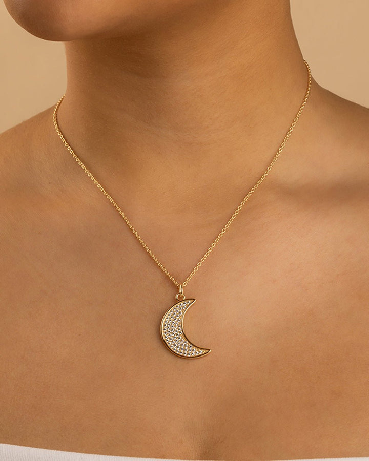Moon Crescent Pave CZ Pendant