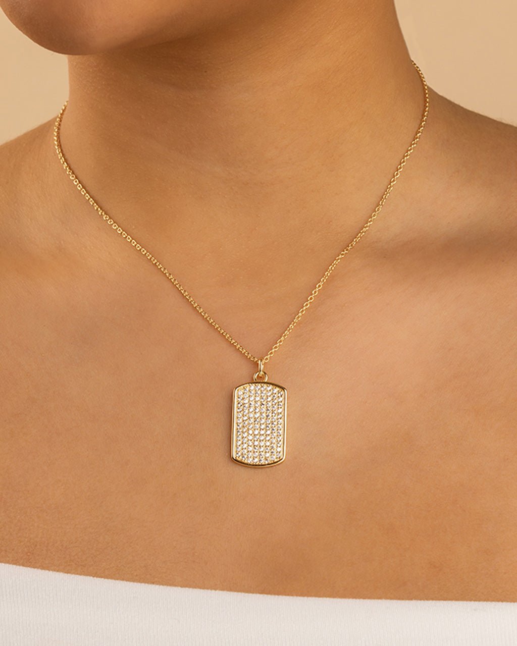 Rounded-edge Rectangle Pave CZ Pendant